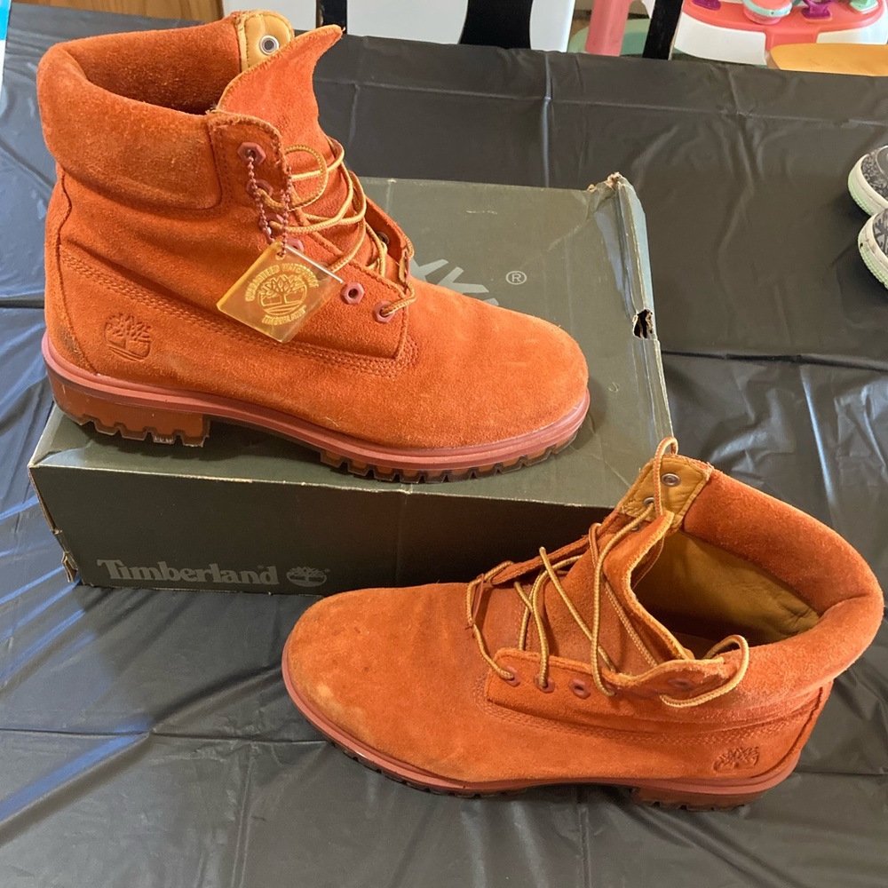 Timberland men’s orange waterproof boot